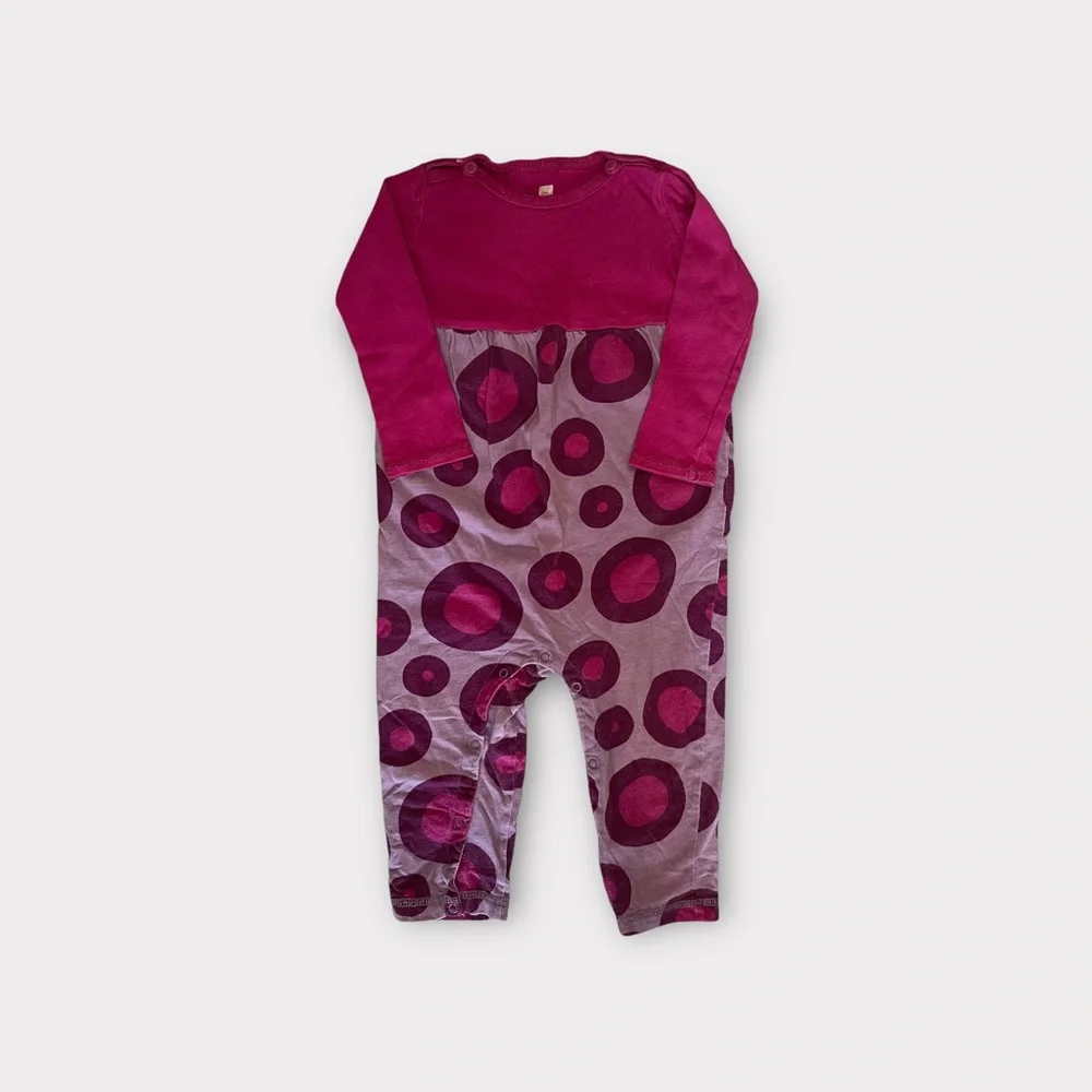 Tea Collection Purple & Maroon Spot Pattern Romper